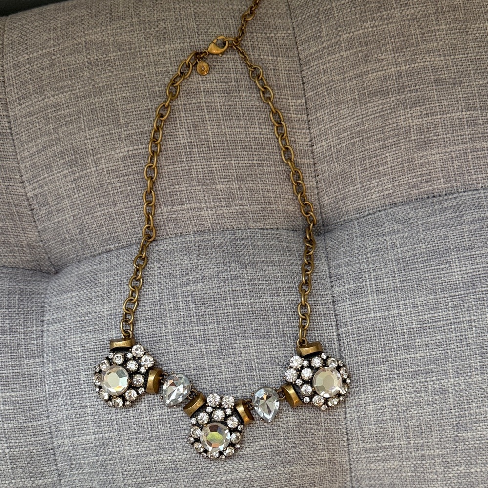 J. Crew Gold-Tone Crystal Cluster Necklace with Clear Stones